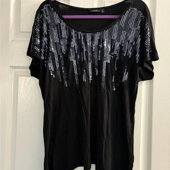 Apt. 9 Black Sequin Top - Picture 1 of 2